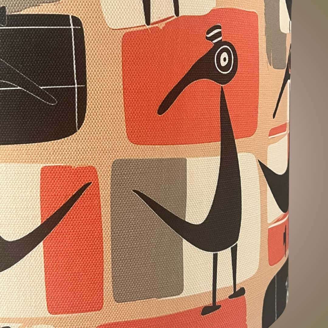 30cm Abstract Bird Retro Style Drum Lampshade