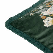 Morris & Co. Strawberry Thief Embroidered Velvet Cushion - Forest Green