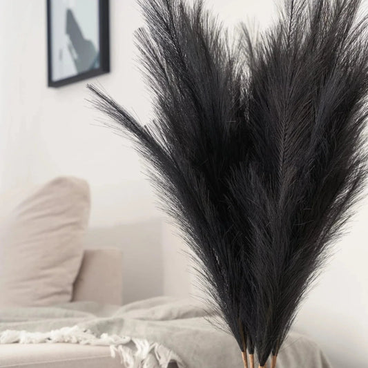 Tall Faux Pampas Grass - Black (3 Stems)